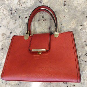 Red Handbag with Gold Accents